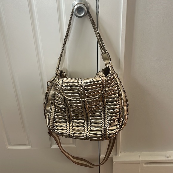 ANYA HINDMARCH woven metallic gold handbag - Picture 5 of 6